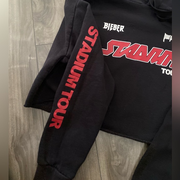 JUSTIN BEIBER PURPOSE TOUR STADIUM TOUR CROPPED HOODIE - Picture 2 of 6